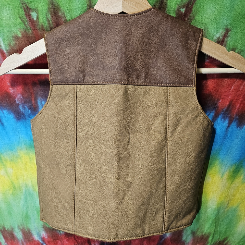 Vintage Kids 80's Full Leather Sherpa-Lined Vest Size 6 - Picture 6 of 11